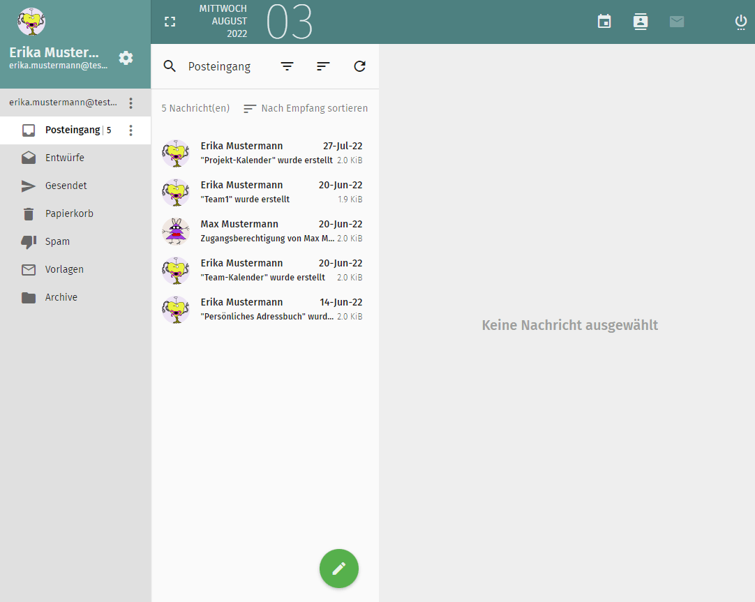 User Interface SecuMai Box